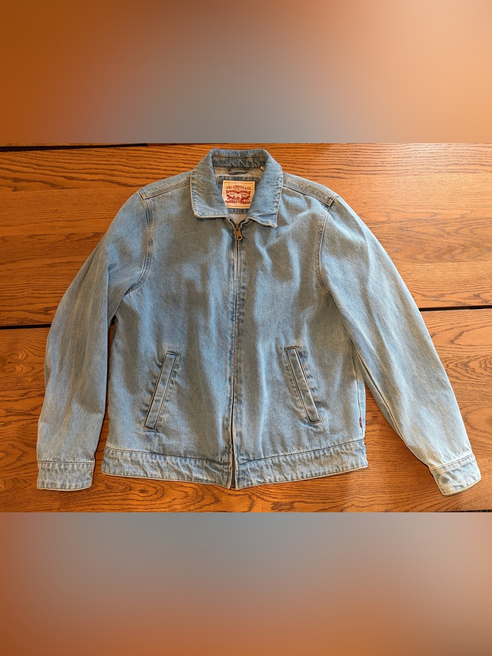 Mens Levis Light Denim Zip Jacket Western Size Large